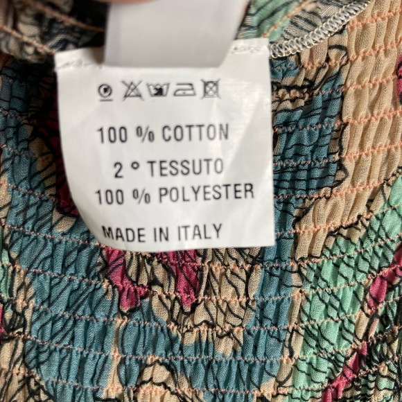 CHIO Maxi Skirt Size XS Sheer Ruffle Hem Boho Floral Blue Tan Italian Romantic - Picture 13 of 16